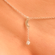 Silver Waist Chain With Moon and Crystal #2