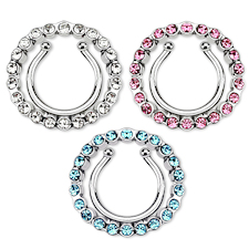 Circle with Multi Paved Gem Clip On Nipple Rings