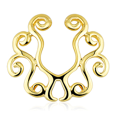 Tribal Flora 14Kt Gold Plate Non Piercing Nipple Ring Set