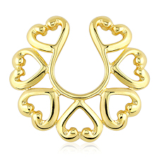 Hearts 14Kt Gold Plate Non Piercing Nipple Ring Set